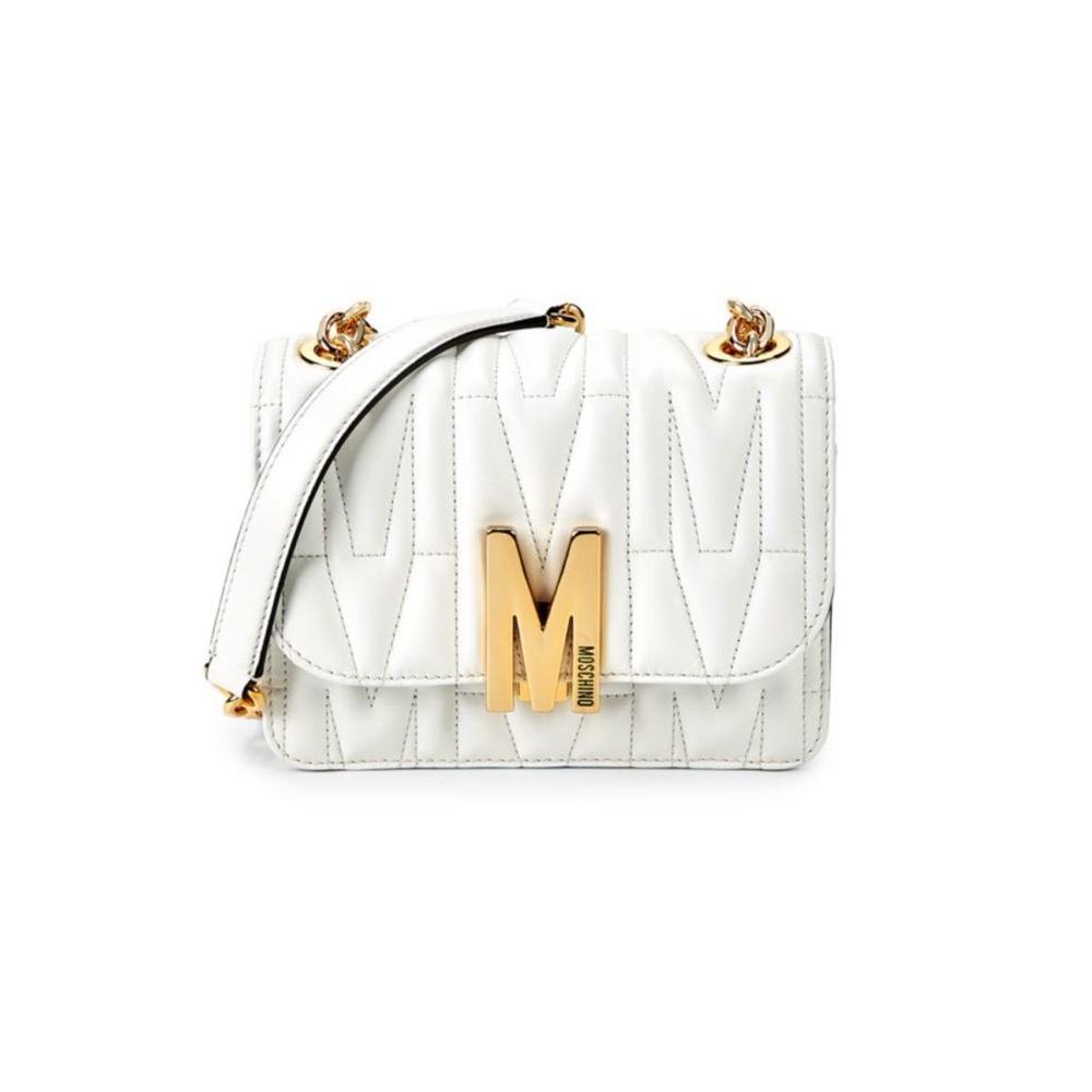 Moschino quilted leather chain white bag